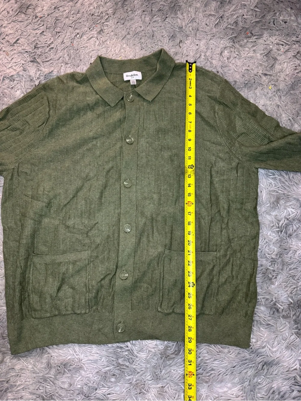 Goodfellow & Co Men’s Collared Cotton Blend Cardigan Sweater - Green XXL NWT